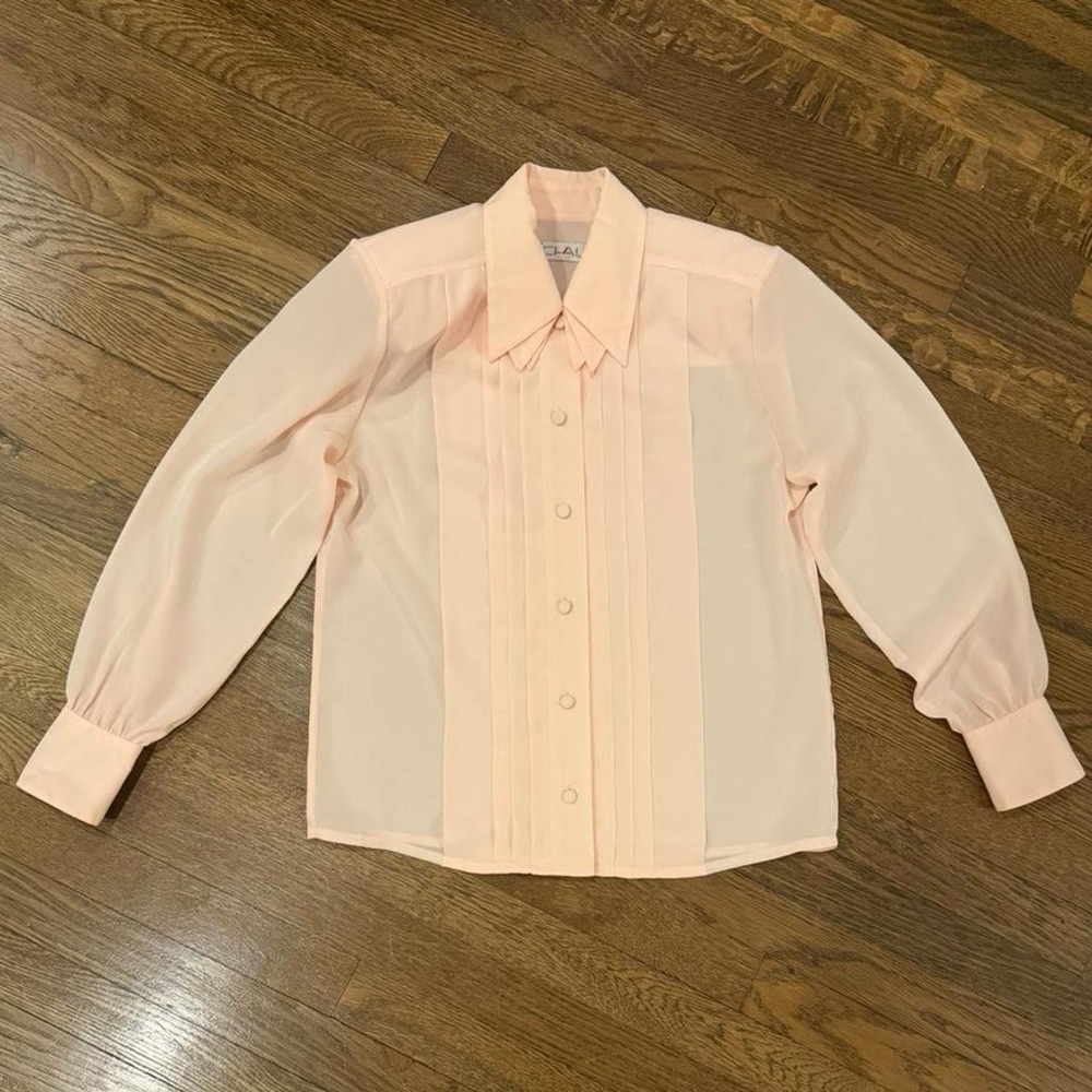 Chaus 80s Pleated Triple Collar Blouse